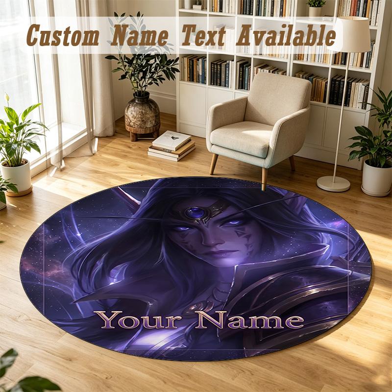 Tapis rond personnalisé World of Warcraft Support Nom personnalisé, Tapis de décoration intérieure doux