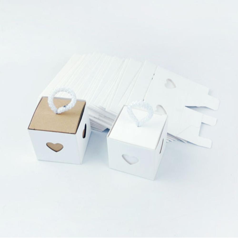 10pcs White & Brown Heart Wedding Favor Box Mini Gift Packaging Boxes  Baby Shower