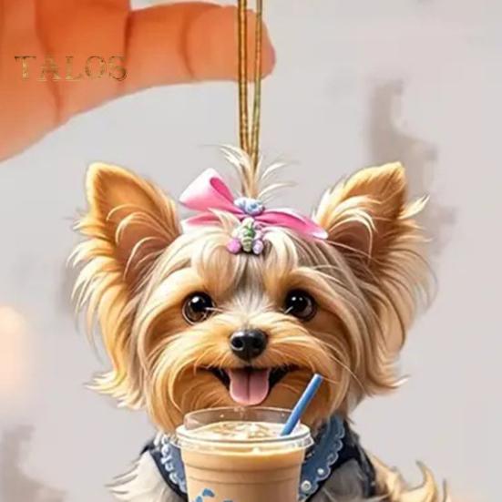 Oglindă retrovizoare pentru cățeluș, ornament pentru agățat pentru mașină, acrilic, brad de Crăciun, ușă, fereastră, gard, ramură, cadou pentru femei bărbați