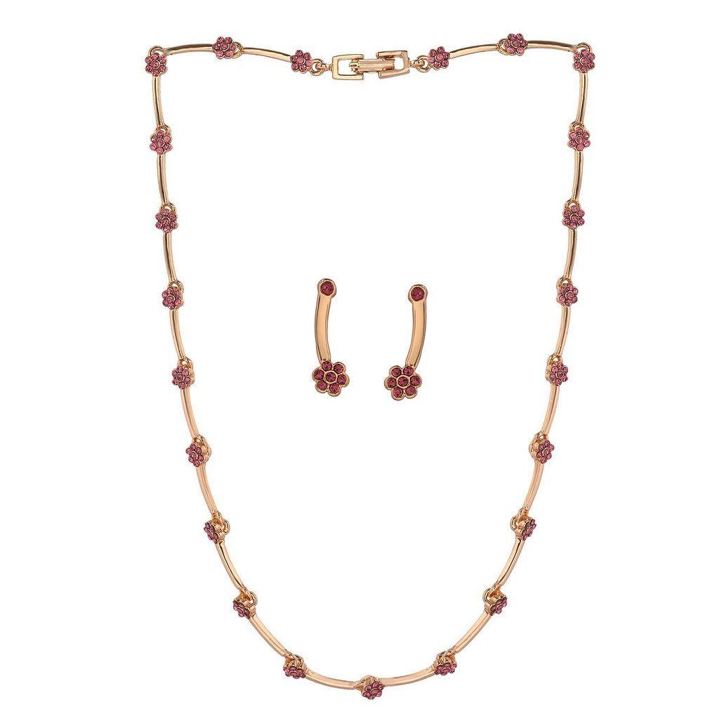 Estele Designer-Halsketten-Set mit Roségold und österreichischen Kristallen für Damen