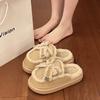 Fashion 2024 NEW Fashion  Winter Toe Wrap Warm  Cotton Slippers Thick Soft Sole Slides  Women Indoor Floor Flat Home Non-slip Shoes