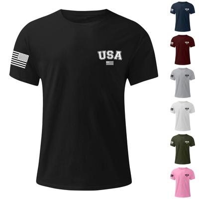 Módne pánske ležérne tričko s potlačou ku Dňu nezávislosti, s okrúhlym výstrihom a krátkym rukávom