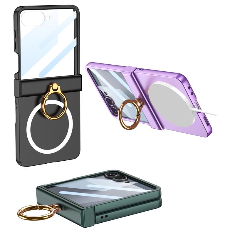 

Samsung Z Flip 7 Ultra-Thin Protective Phone Case with Full Hinge Coverage and Magnetic Finger Ring Forest Green AA10941914