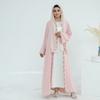 Middle East Dubai Fashion Embroider Flower Turban Robe Dress Embroidered Cardigan Robe