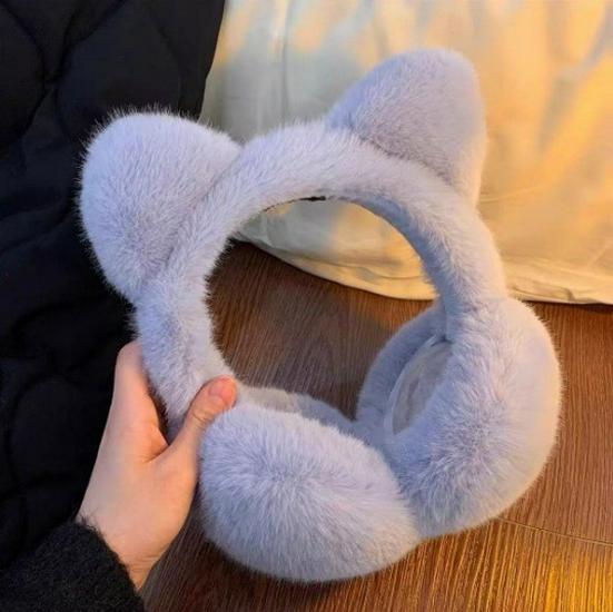 Women's Cute Cat Ear Plush Earmuffs - Warm & Windproof Ear Covers for Winter Cycling