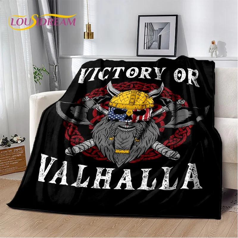 Retro Nordic Viking Mythology Odin Valhalla Blanket,Soft Throw Blanket for Home Bedroom Bed Sofa Travel Office Cover Blanket Kid