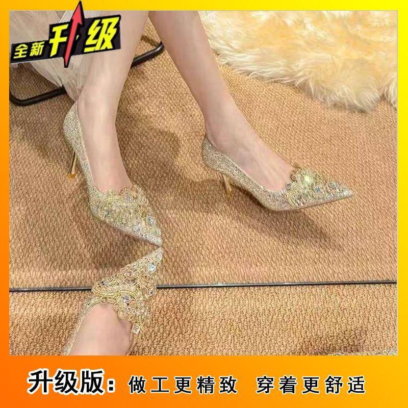 French Versatile and Comfortable Single Shoes Women's 2025 Spring and Summer New High-end Pointed Thin Heels Shallow Women's High Heels