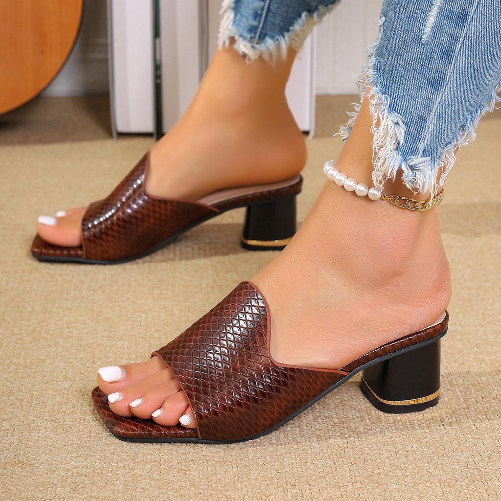 Fashion 2024 Slippers Woman Shoes Trend Women's High Heels Sandals Summer Slides Open Toe Elegant Sandalis Female