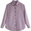 Purple Corduroy Shirt Long-sleeved Spring Simple Commuter Blouse Korean Women's Shirt