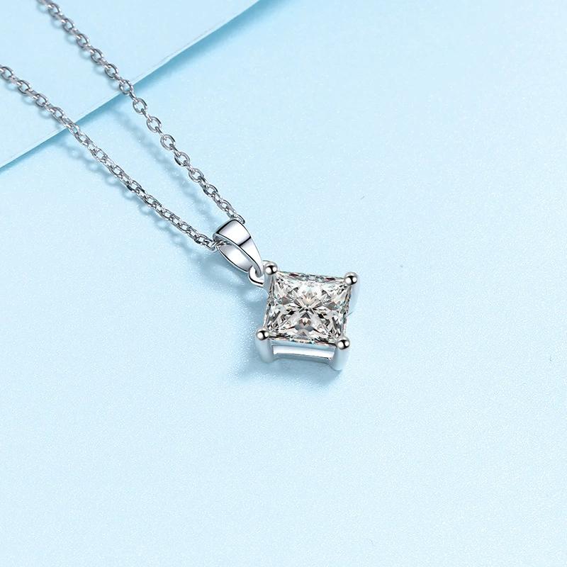 Tezzc Pricess Cut Moissanite Necklace For Women Lab Grown Diamond Pendant Necklace With certificate Silver Jewelry Wholesale