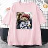 Funny Cat Graphic Cotton T-Shirt for Women Men Breathable Stretchy Crew Neck Tee Casual Loose Short Sleeve Oversize Tshirt