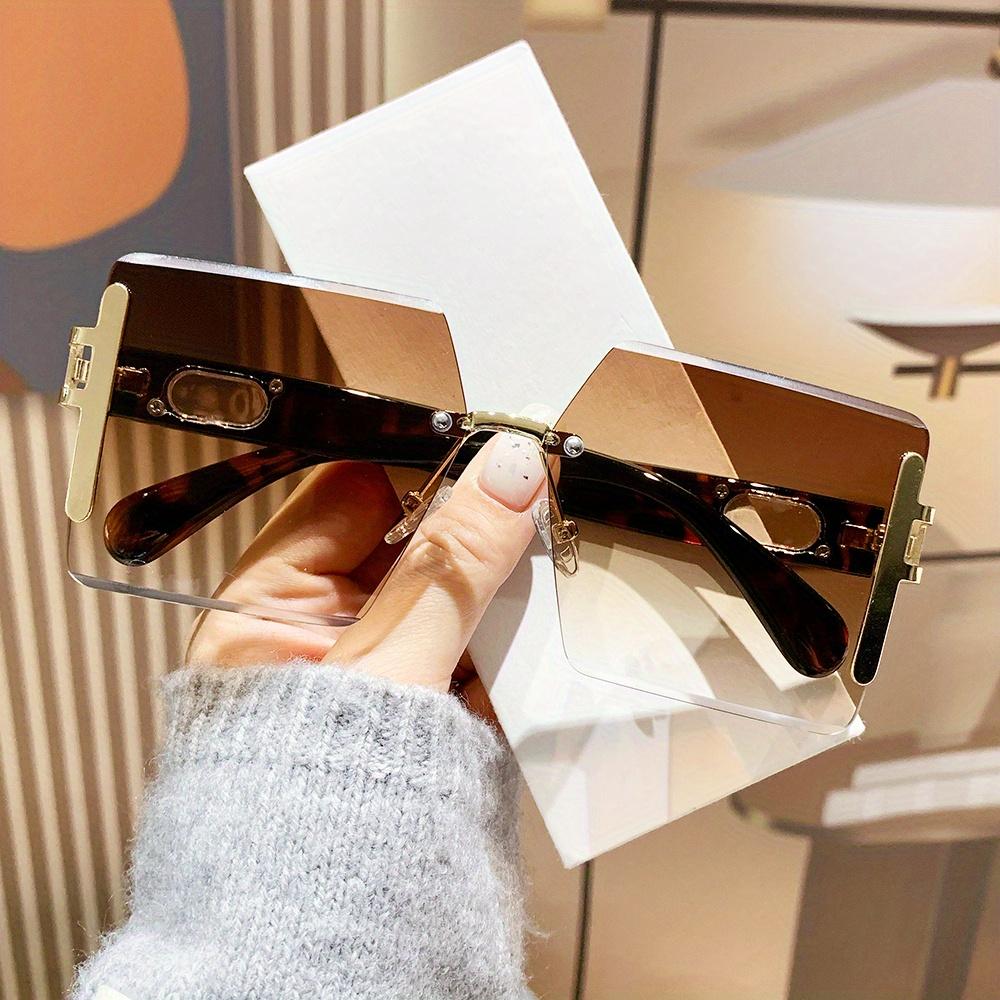 Rimless Square Fashion Fashion Sunglasses for Women & Men - Y2K Luxury Gradient Shades, Lightweight Composite Frame Sunglasses