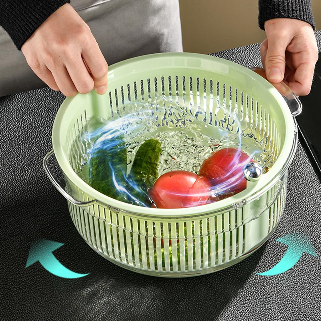 Küchensieb-Set mit Schüssel Sieb Drehbarer Doppelschichtiger Abtropfkorb Obst Gemüse Waschen