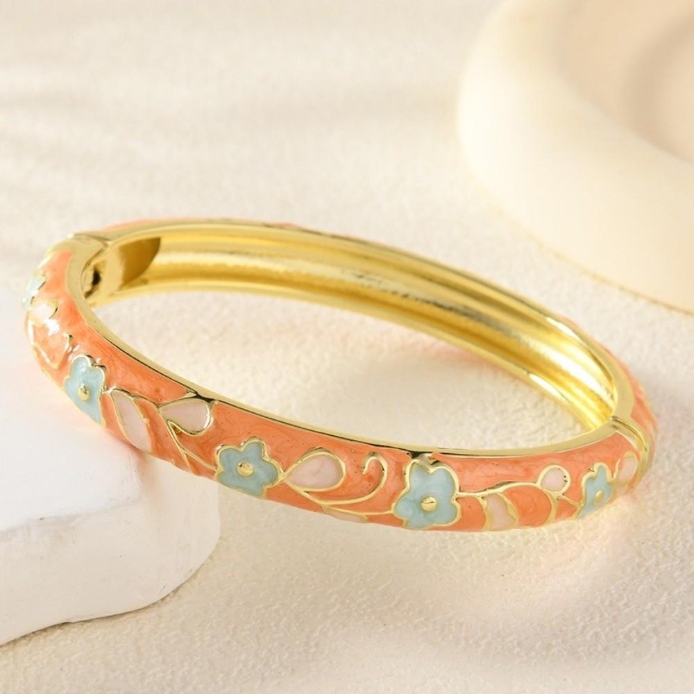 Floral Motifs Enamel Bracelet Zinc Zinc Zinc Alloy Dropped Glaze Bracelet Traditional