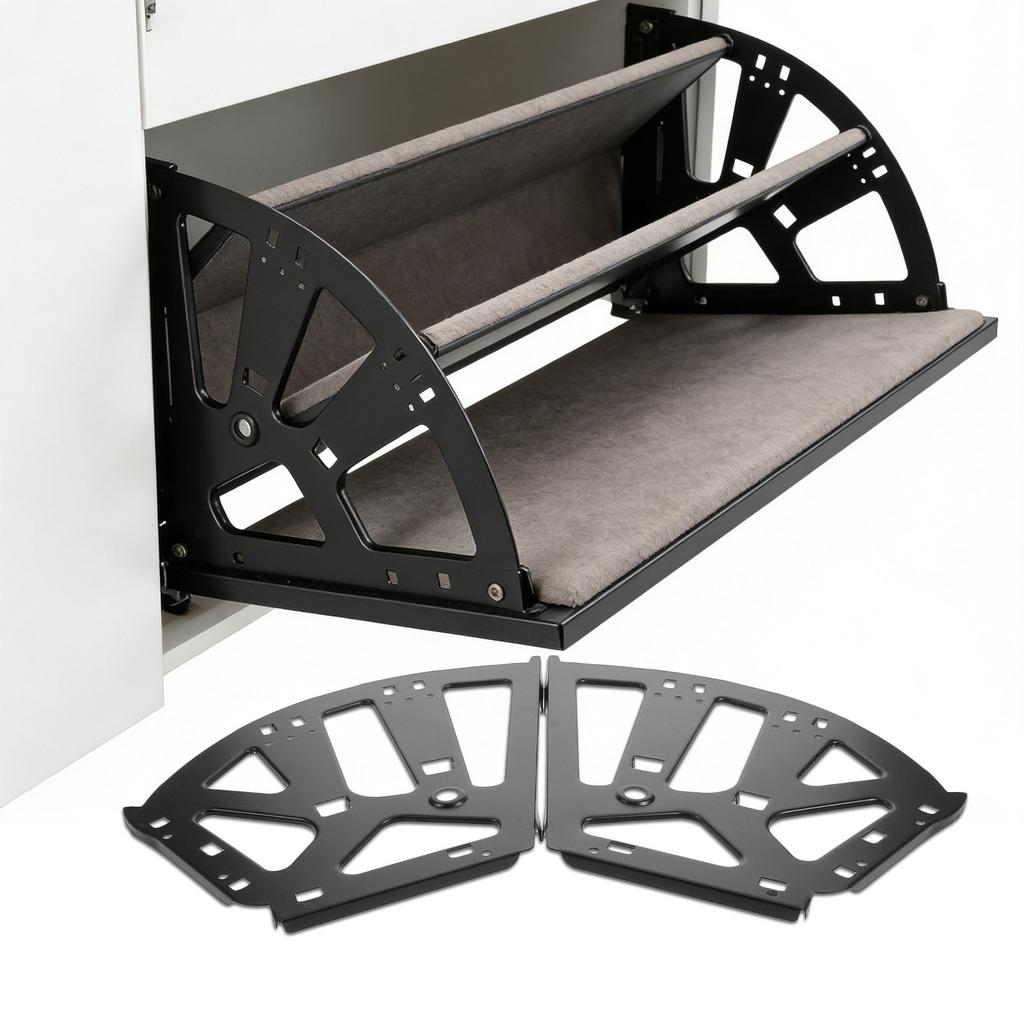 Three Layer Shoes Drawer Cabinet Hinge Flip Frame Heavy-Duty Stainless Steel Black Flip Frame Hardware Shoe Storage Assembly