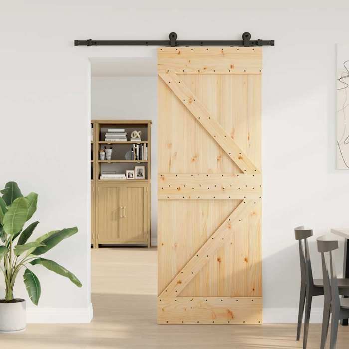 VidaXL Porte coulissante et kit de quincaillerie 80x210 cm pin massif 3332619