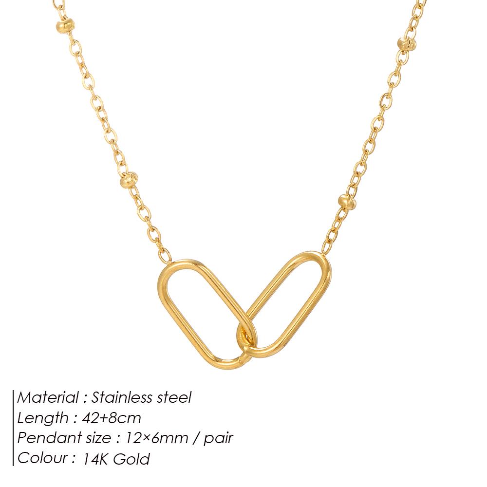 

eManco Fashion Stainless Steel Link Infinity Necklace Geometric Double Paperclip Pendant Women s Simple Jewelry