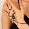 Halloween Exaggerated Spider Jewelry Set: Necklace, Earrings, Ring, Bracelet with Retro Emerald Accents