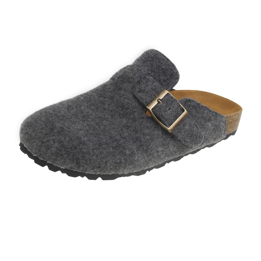 Fashion Women Slippers Mules Fur Shoes Winter Buckle Flat Platform Walking Plush Ladies Slippers Casual Shoes Warm Indoor Slides Women