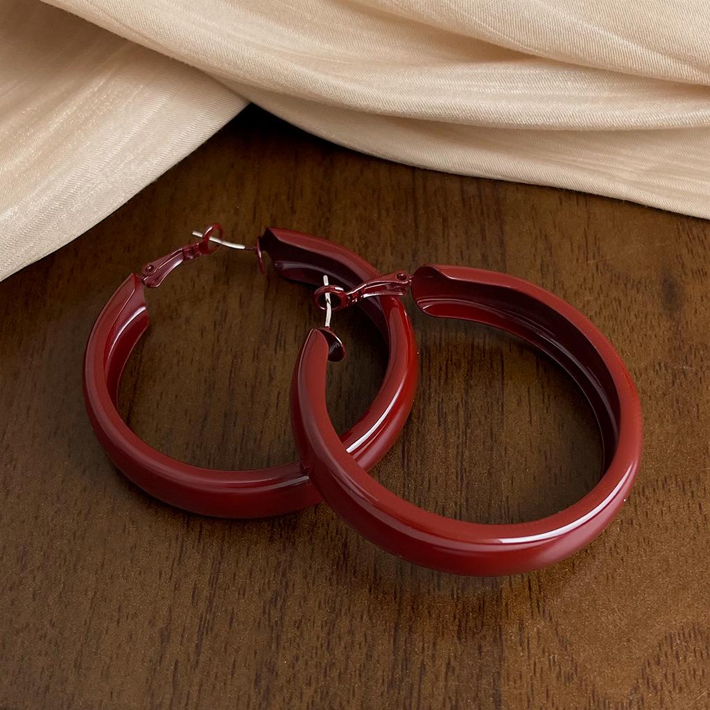Лаккированные серьги-кольца Ancola Red - Стильный европейский и американский дизайн, Универсальные и нишевые аксессуары для ушей