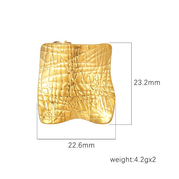 Trend Square Pleated Stainless Steel Earrings Women's Light Luxury High-end 18K Geometric Earrings