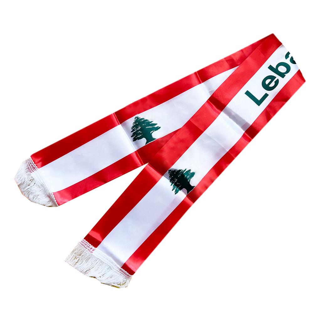 Digital Print Lebanon Flag Scarf Long Sash Scarf Women Men Party Gathering Scarf Lebanese Sash Scarf for Weddings