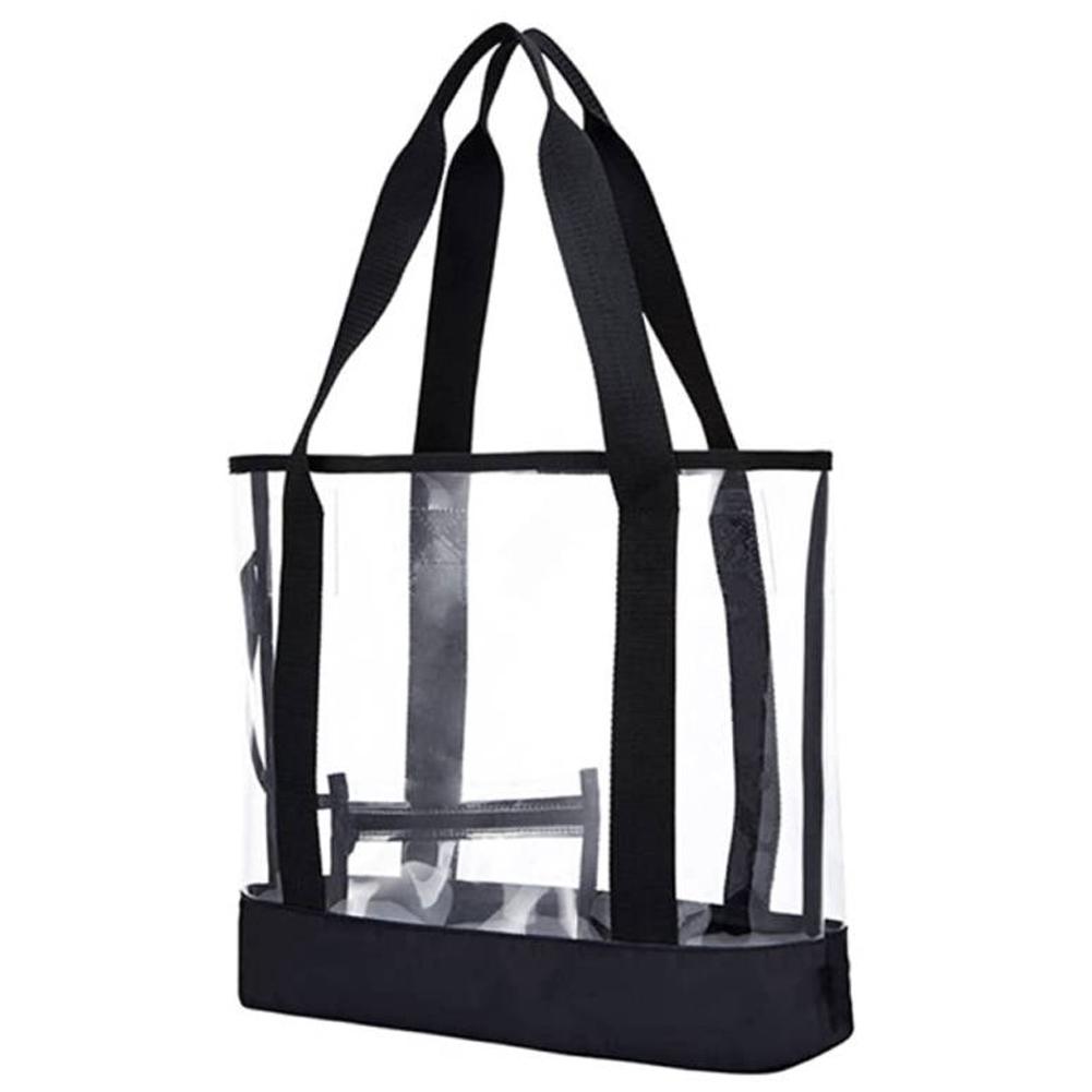 

Сумка-тоут из винила, сумка для бассейна, прозрачная, большой емкости, сумка для спа-салона, тренажерного зала, горячего источника, ПВХ, водонепроницаемая, базовый дизайн, черный край, прозрачный мешочек чёрный