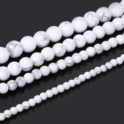 Takı Yapımı İçin Doğal Mücevher Beyaz Howlite Taş 4 6 8 10MM Boncuk