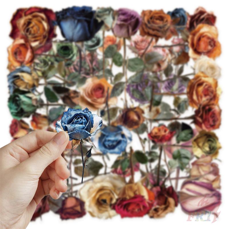 50Pcs/Set Romantic Dried Rose Series 01 PET Stickers Waterproof DIY Fashion Doodle Decals Stickers