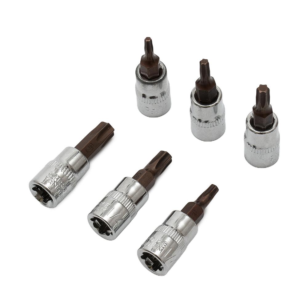 For Torx Bit Set for T10 T40 6 Piece 1/4 inch Hex Shank Made of Chrome Vanadium Steel for Reliable Performance
