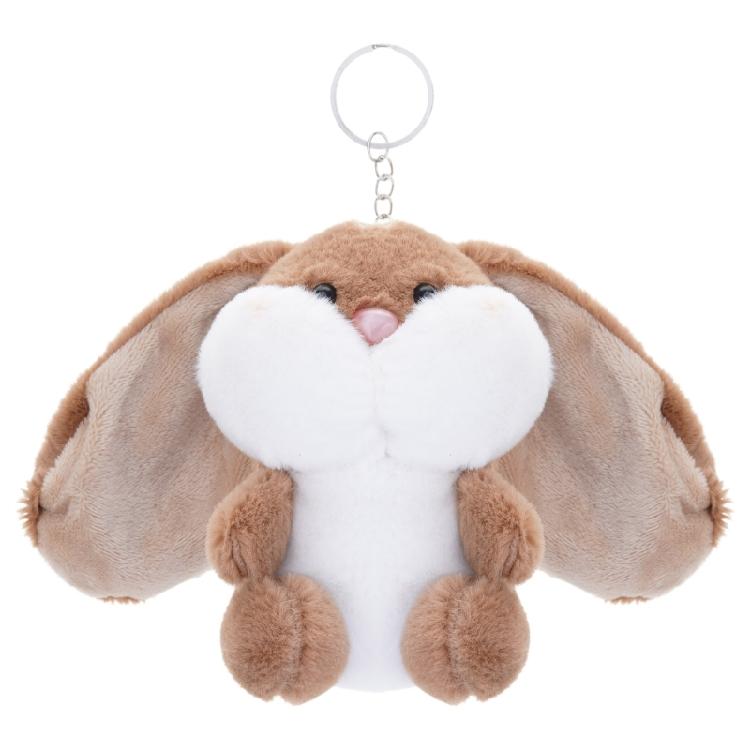 

Cartoon Rabbit Toy Keyring Long Eared Plush Bunnys Pendant Keychain Animal Charm Key Chain Women Girl Bag Accessories темно-коричневого кольору