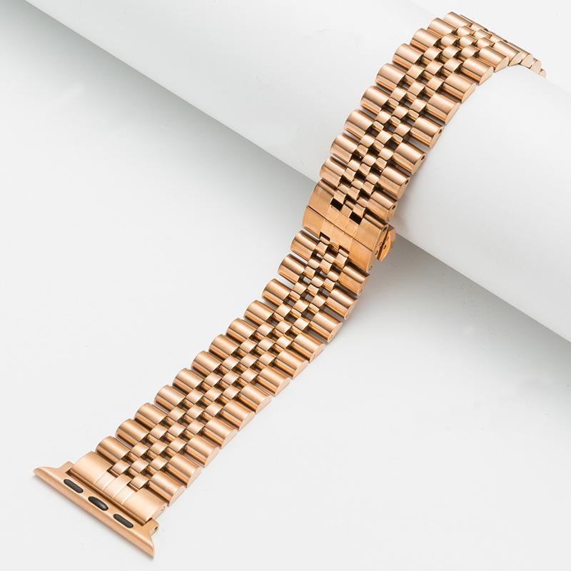 Watchband Stainless Steel Watchband for Apple Watch 6 5 4 3 2 Band Five Beads Luxury Metal Strap Bracelet For iWatch 6 5 Band 45mm 49mm