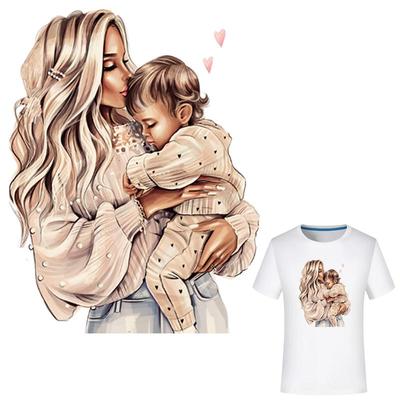 Mama Kiss Her Boy Stickers Iron On T-Shirt Dresses Diy Thermal Transfer Hot Tear New Design Patches For Clothes Easy Print