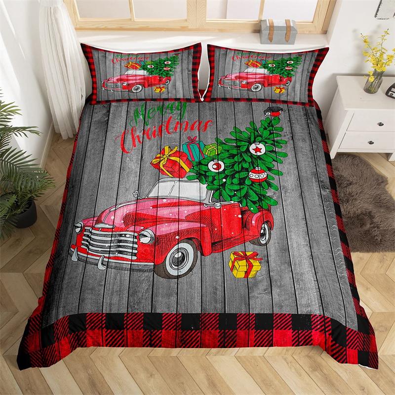 Vánoční povlak na přikrývku Santa Claus Ložní souprava Vánoční Šťastný Nový Rok Dekor Přikrývka Mikrovlákno Přehoz na postel Královská velikost