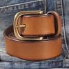 Thick Cowhide Belt Women's Pure Copper Button Top Cowhide All-match Casual Jeans Belt High Quality Retro Luxury Women Belt