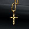 Hot-selling Hip Hop Jewelry Titanium Steel Gold-plated Zircon Cross Pendant Necklace