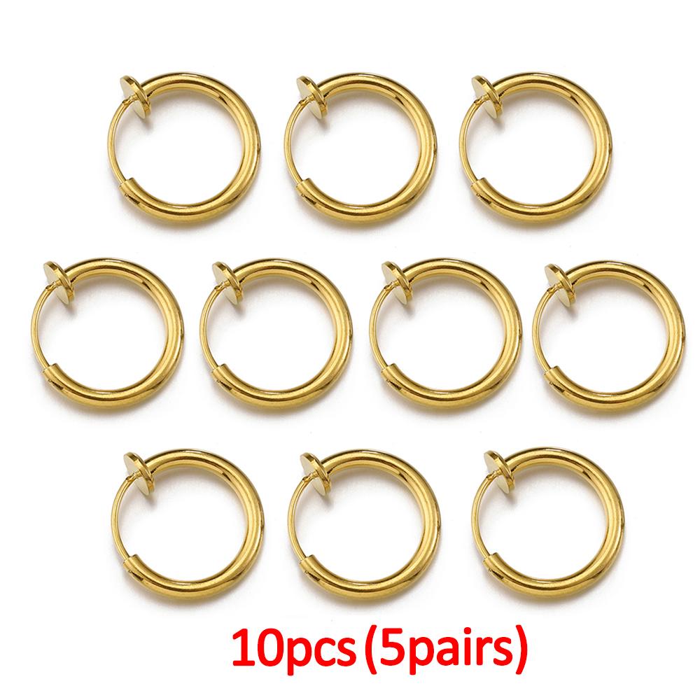 10pcs 2pcs Stainless Steel Retractable Clip On Ear Clip Hoop Non Piercing Round Earring Clips for Women Jewelry Making DIY
