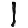 Autumn and Winter New Knee Boots  Super High Heel Waterproof Platform Red Nightclub Side Zipper Knight Boots Long  Boots