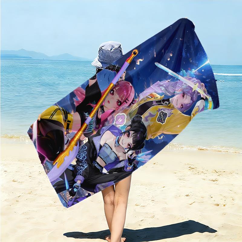 1Pc Fantasy Heroes Action Beach Towel Microfiber Beach Towel Thin Absorbent For Beach Swimming Yoga Bath Sports 0917195