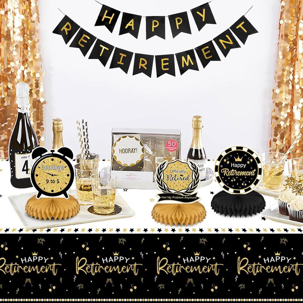 3 Pack Happy Retirement Tablecloth Disposable Tablecloth Retirement Party Decorations Plastic Table Cover for Going Away Farewell Goodbye Party 54 X