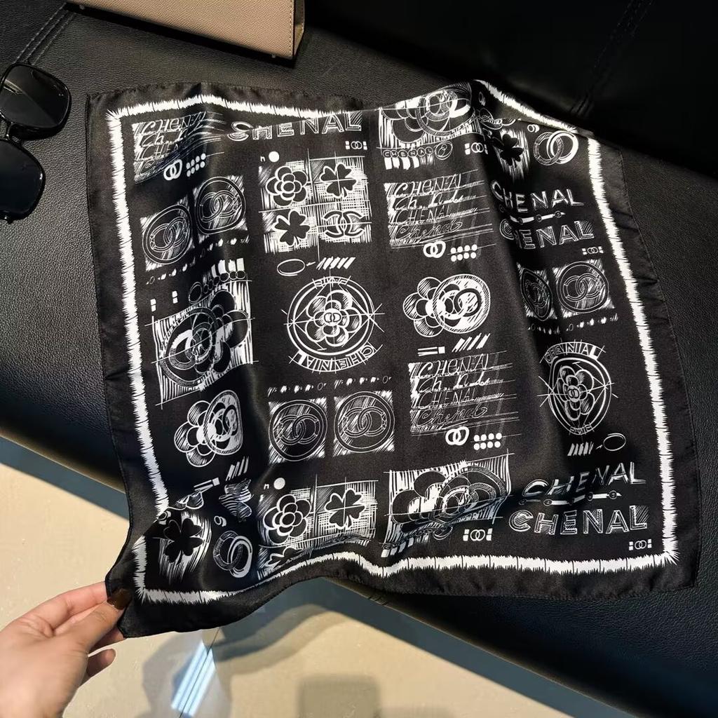 53cm Floral Printed Silk Square Scarf Women's Fashionable and Versatile Printed Scarves High-end Decorative Scarf Shawl Kerchief