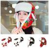 Floral Hooded Scarf Pullover Hat Bird Balaclava Bonnet Hat Plush Flower  Hat  Streetwear