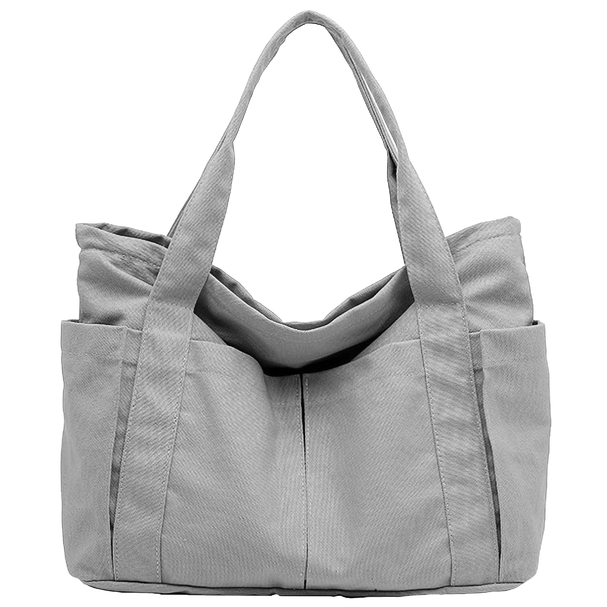 

[pieka] Large Tote Bag, A3 Size, 6 Pockets, Canvas (Gray)
