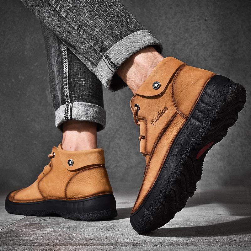 

Мужские ботинки из натуральной кожи, плюшевые мужские зимние ботинки, модные мужские ботинки 0, мужские ботинки на шнуровке из кожи, ботильоны botas 38 коричневый