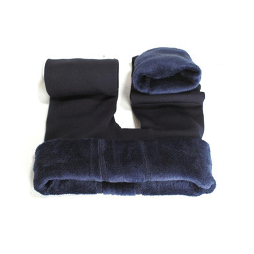 Women's Fleece Leggings Solid Color Regular Size Jean Look Jeggings Tights for Autumn and Winter