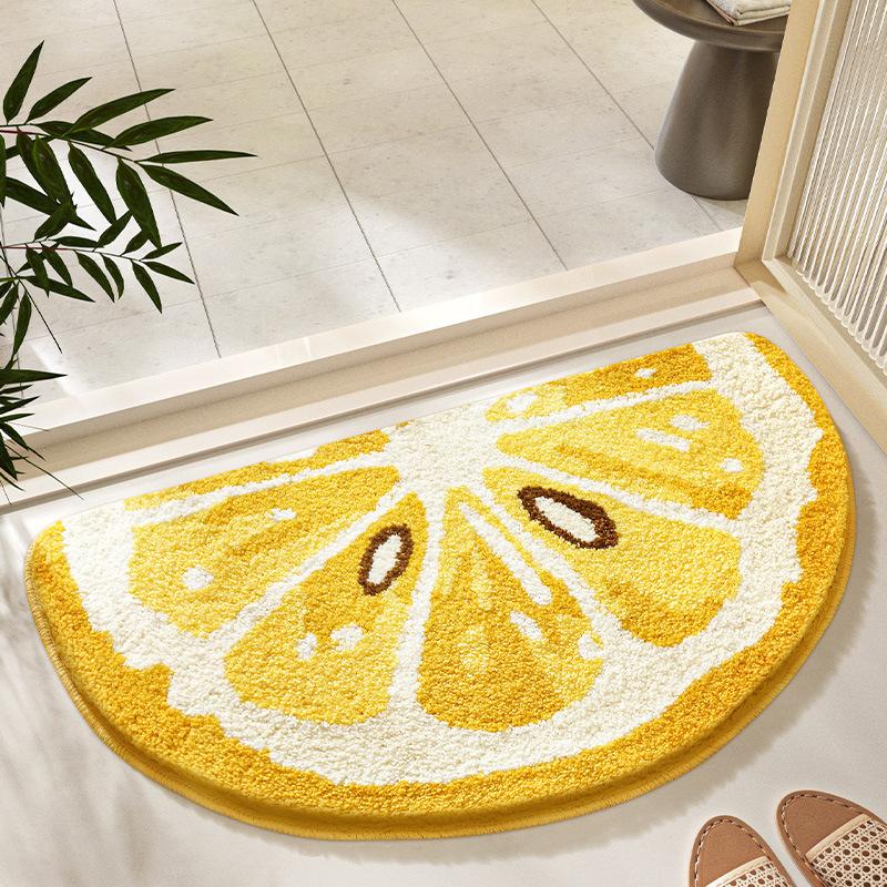 2026 Simple Fruit Bathroom Floor Mat Toilet Semicircular Absorbent Carpet Toilet Non-slip Mat Door Mat