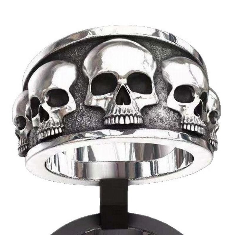 Hip-hop Creative Skull Ring, High-end Popular Men's Dark Style Ring Hand Jewelry