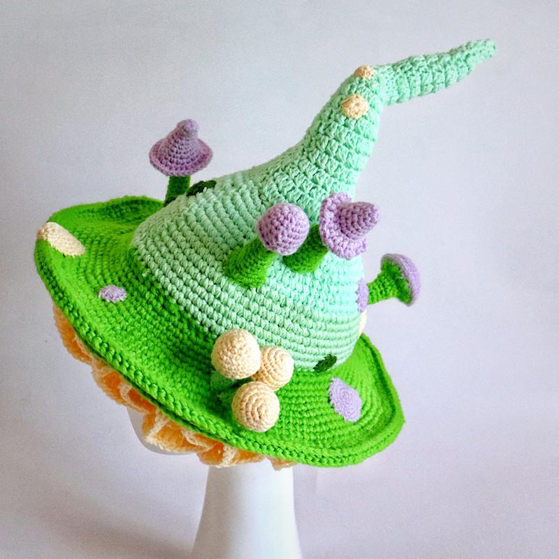 Mushroom Elf Wide-Brimmed Knitted Wool Cosplay Hat