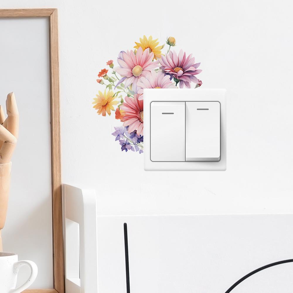 Aquarell Blume Blatt Schalter Befestigt Am Wohnzimmer Veranda Heimdekoration Wandaufkleber