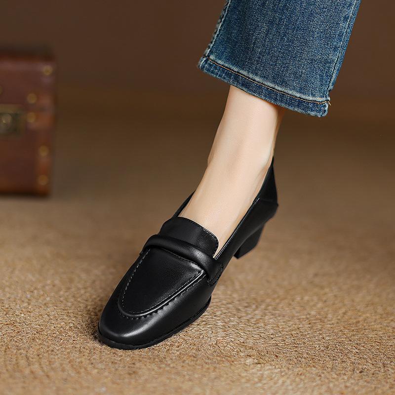Spring and Autumn new retro small leather shoes women's shoes simple and versatile soft flat loafers
